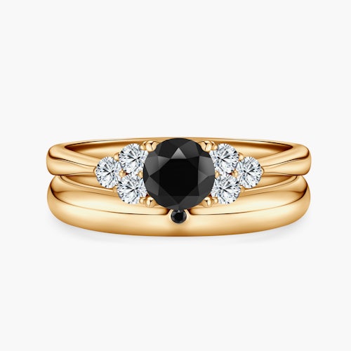Obrączki Fairytale: złote, czarny diament, półokrągłe, 3 mm i 4 mm